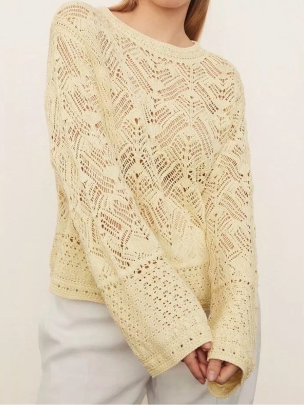 NWT VINCE LACE PATCHWORK COTTON SWEATER